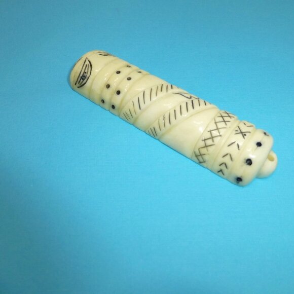 Vintage carved mezuzah case scroll holder Jewish - Picture 3 of 5